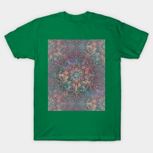 Winter Sunset Mandala in Charcoal, Mint and Melon T-Shirt